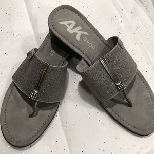 Gray Anne Klein sports flip flop wedges